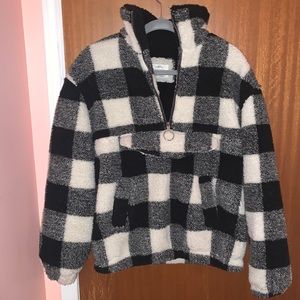 Plaid Sherpa coat